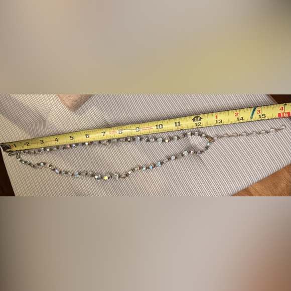Aurora Borealis (AB) Crystal Beaded Vintage Choker Necklace - Picture 8 of 9